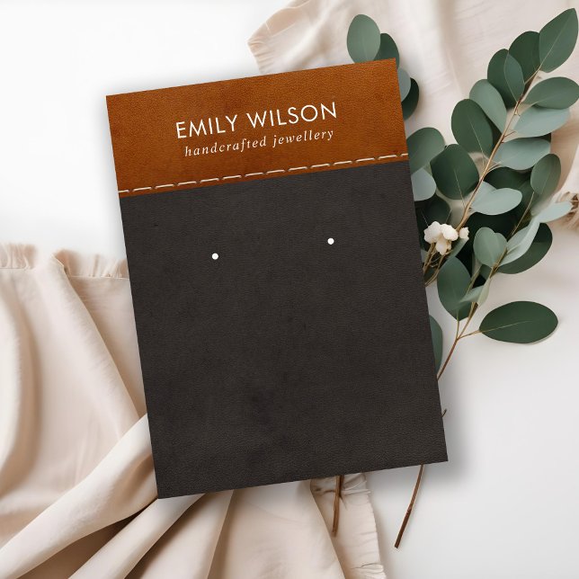 TAN BLACK LETHER TEXTURE STUD EARRING DISPLAPLAY VISITENKARTE (Von Creator hochgeladen)