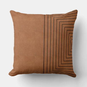 Tan Black Nested Squares Kissen