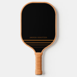 Tan & Black Simple Minimal Personalisiert Name Pickleball Schläger