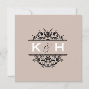 Tan & Black Square Wappen Einladung