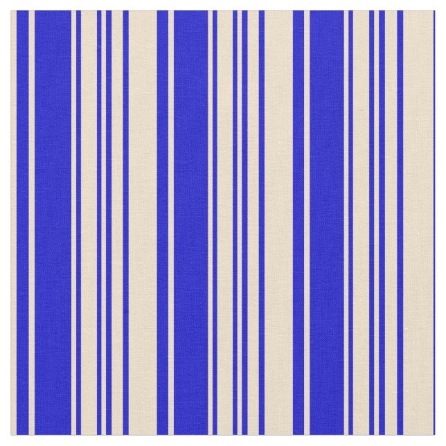 Tan & Blue Lines/Streifen-Muster Stoff (Nahaufnahme)