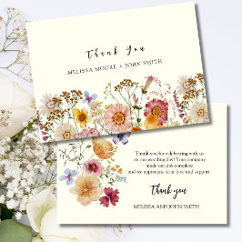 Tan Boho Wildblume Wedding Dankeschön Card Einladung