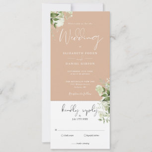 Tan Botanische Florale Alles-in-einem-Hochzeit  Einladung