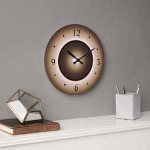 Tan/Braun-Mondeffekt-Design bedruckt Große Wanduhr