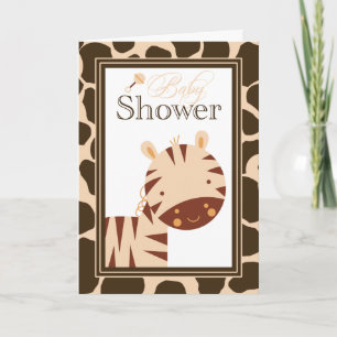 Tan + braune Zebrajungen Baby Dusche Einladung