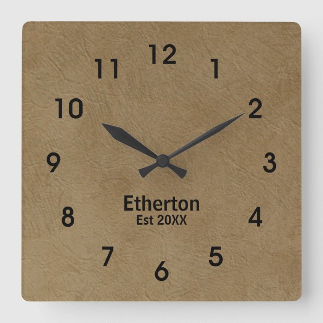Tan Brossé Stucco Imprimer Motif Acrylique Horloge (Recto)