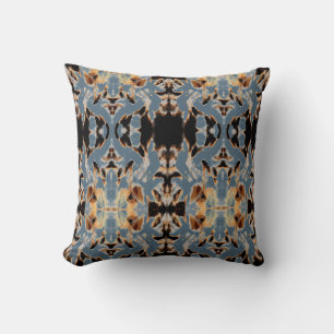 Tan Brown Beige Black Blue Mediterrane Mosaike Kissen