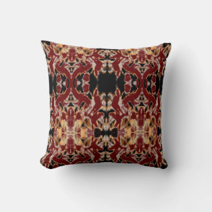 Tan Brown Beige Schwarzes Burgund Mittelmeer Motif Kissen