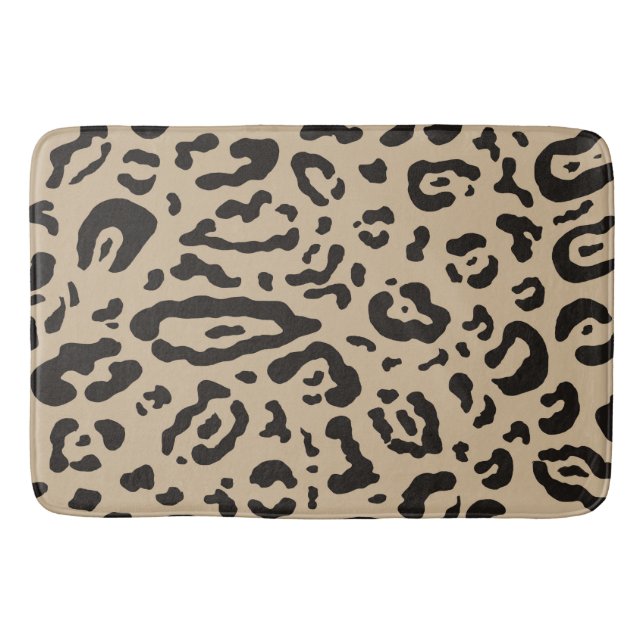 Tan Brown & Black Cheetah Leopard Animal Print Badematte (Vorderseite)