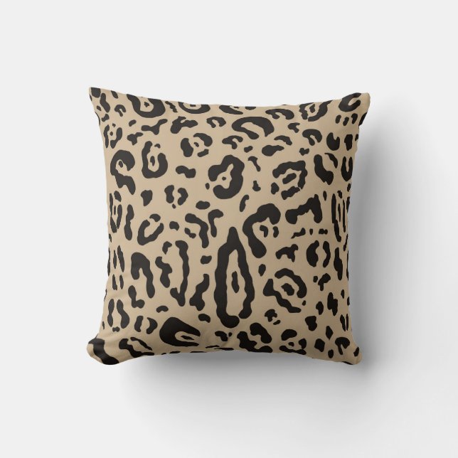 Tan Brown & Black Cheetah Leopard Animal Print Kissen (Vorderseite)