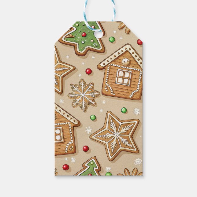 TAN BROWN CHRISTMAS GINGERBREAD COOKIES GESCHENKANHÄNGER (Vorderseite)