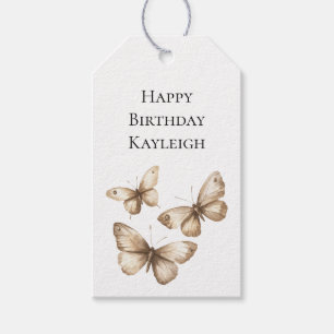 Tan Brown Cream Butterflies Geburtstag Geschenkanhänger