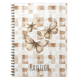 Tan Brown Cream Butterflies Notizblock