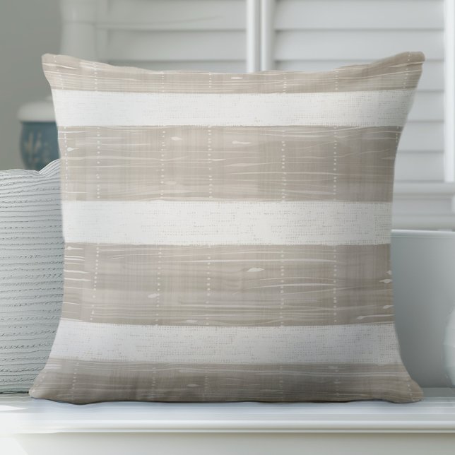 Tan Brown et blanc Coussin rayé (Créateur téléchargé)
