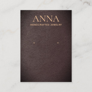 Tan Brown Leather Earring Juwelier Display Visitenkarte