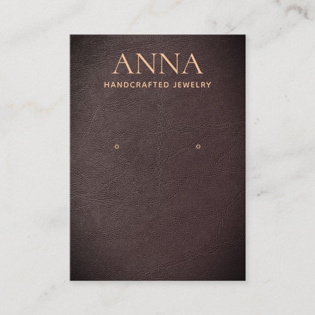 Tan Brown Leather Earring Juwelier Display Visitenkarte (Vorderseite)