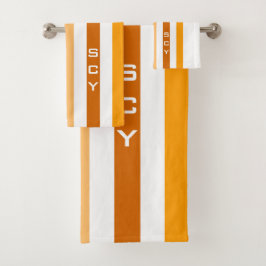 Tan Brown Orange Vertical Stripes Monogramme