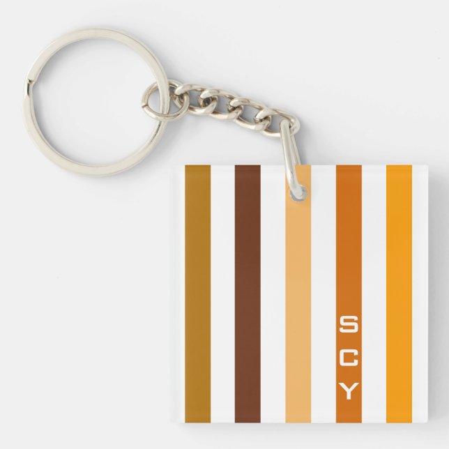 Tan Brown Orange Vertical Stripes Monogramme (Devant)