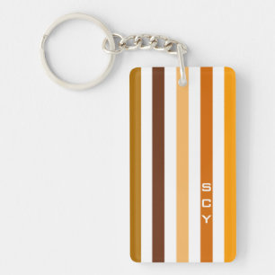 Tan Brown Orange Vertical Stripes Monogramme