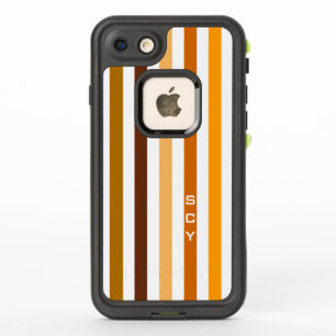 Tan Brown Orange Vertikal Stripes Monogramm