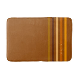 Tan Brown Orange Vertikal Stripes Monogramm Badematte