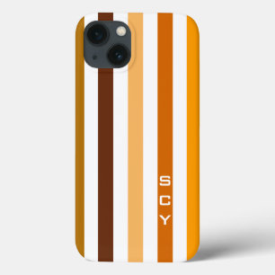 Tan Brown Orange Vertikal Stripes Monogramm title_seo2