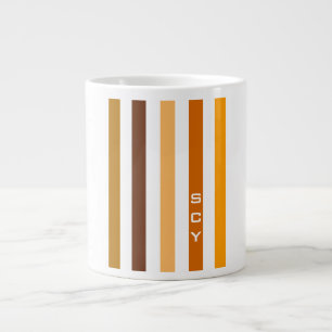 Tan Brown Orange Vertikal Stripes Monogramm Jumbo-Tasse