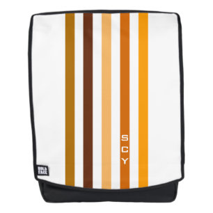 Tan Brown Orange Vertikal Stripes Monogramm Rucksack