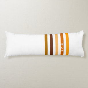 Tan Brown Orange Vertikal Stripes Monogramm Seitenschläferkissen