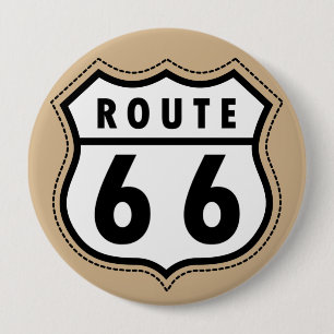 Tan Brown Route 66 Straßenschild Button
