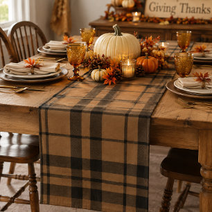 Tan, Brown und Black Scottish Tartan Heritage Kurzer Tischläufer