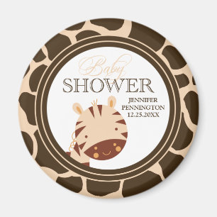 Tan + brun zèbre garçons baby shower aimant