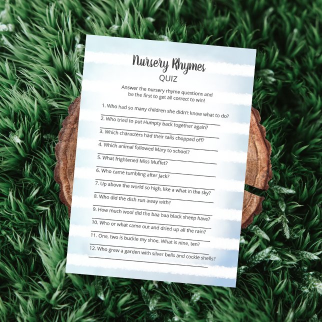 Tan Bunny Blue Kinderzimmer Rhymes Quiz Game Einladung (Von Creator hochgeladen)