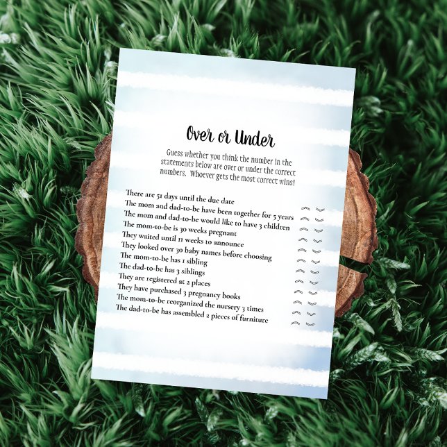 Tan Bunny Blue Over Under Baby Showgame Einladung (Von Creator hochgeladen)