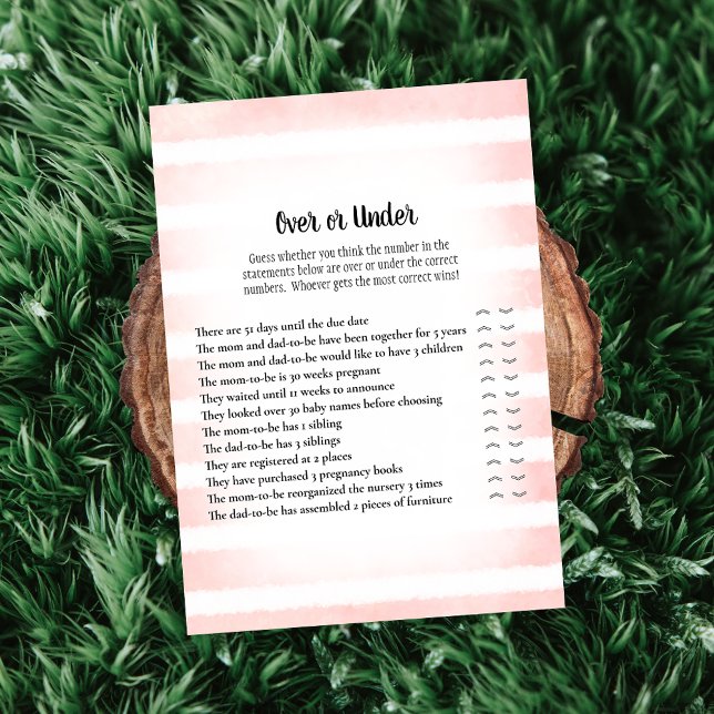 Tan Bunny Pink Over Under Baby Showgame Einladung (Von Creator hochgeladen)