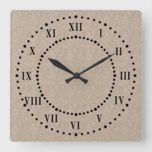 Tan Cement Look Roman Numerale Wall Clock Quadratische Wanduhr