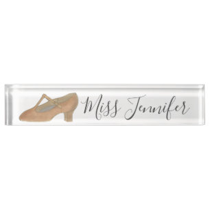 Tan Character Shoe Dance Teacher Instructor Namensplakette