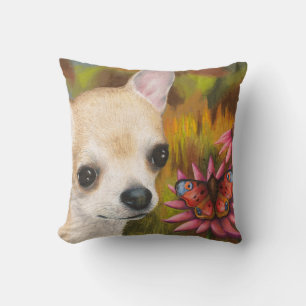 Tan Chihuahua Dog 85 Schmetterling Kissen