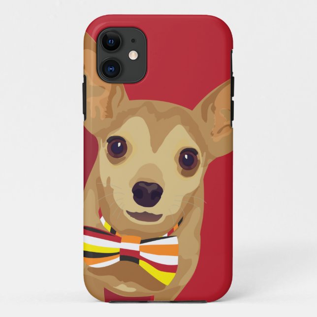 Tan Chihuahua mit einer Bogen-Krawatte im roten He Case-Mate iPhone Hülle (Rückseite)