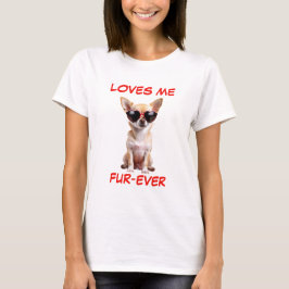 Tan Chihuahua Red Heart Heart Shaped Sonnenbrille T-Shirt