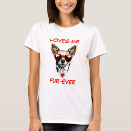 Tan Chihuahua Red Heart Heart Shaped Sonnenbrille T-Shirt