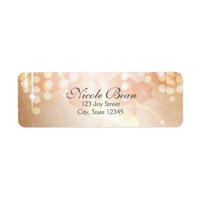 Tan Coral & Cream Glamour Lights Adressetiketten (Vorne)