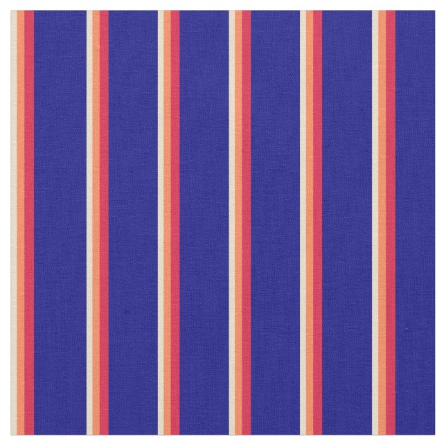 Tan, Coral, Crimson & Blue Lines Stoff (Nahaufnahme)