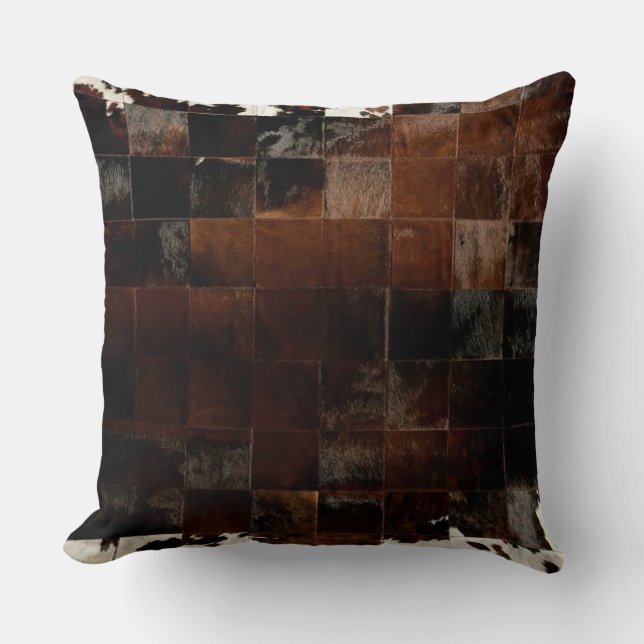 Tan Cowhide Druckkissen Kissen (Vorderseite)