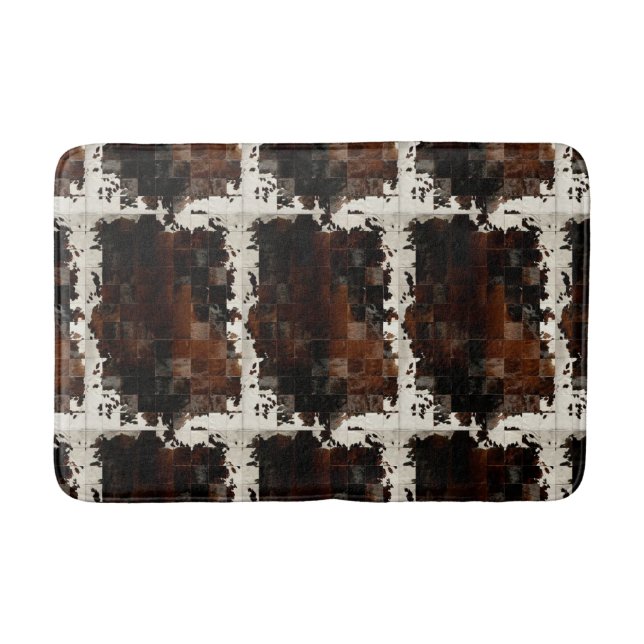 Tan Cowhide Patchwork Print Badematte (Vorderseite)