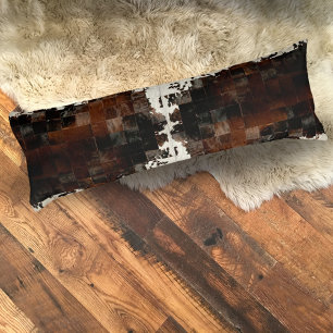 Tan Cowhide Patchwork Print Seitenschläferkissen