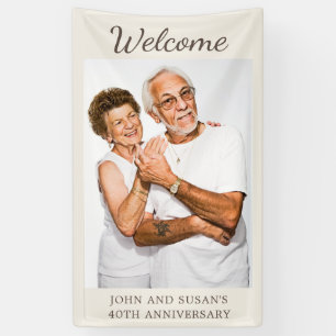 Tan Cream 40. Hochzeitsjubiläums-Foto-Willkommen Banner