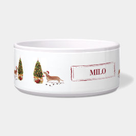 Tan Dackel Funny Christmas Dog mit Baum Napf