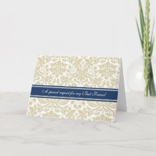 Tan Damask Best Friend Bridesmaid Invitation Card Einladung