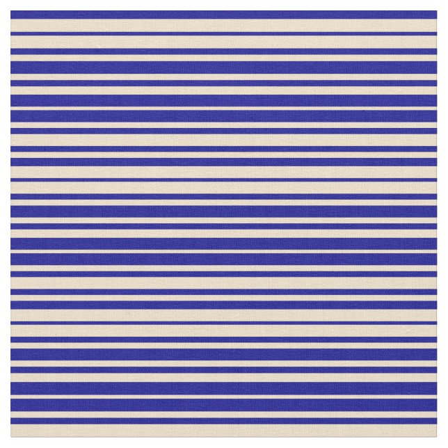 Tan & Dark Blue Streifen/Linke Muster Stoff (Nahaufnahme)